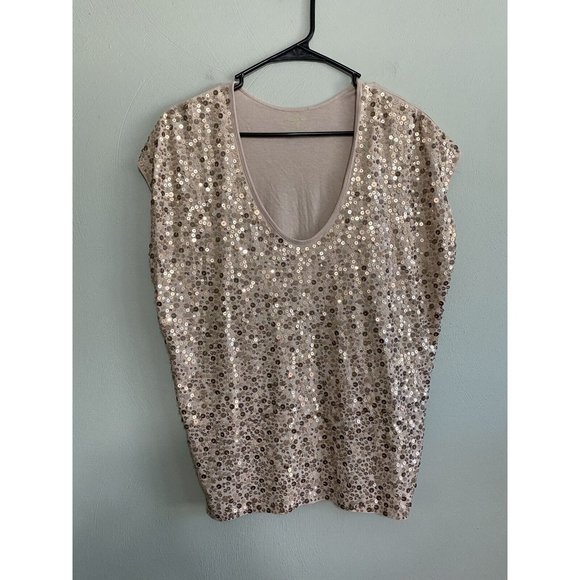 Garnet Hill Rose Gold Sequin Top Size Small Cocktail Party - Picture 1 of 7